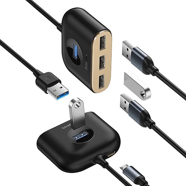 Baseus Square round 4 in 1 USB HUB Adapter(USB3.0 TO USB3.0*1+USB2.0*3