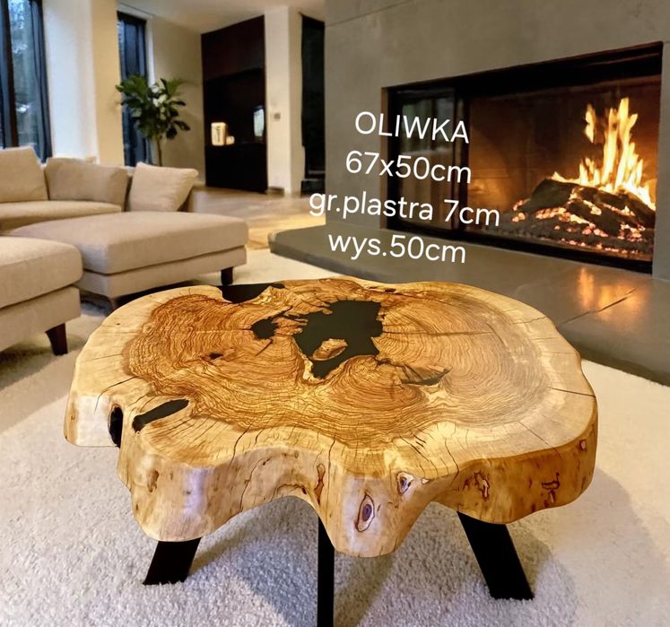 Stolik kawowy 67x50cm live edge plaster drewna loft