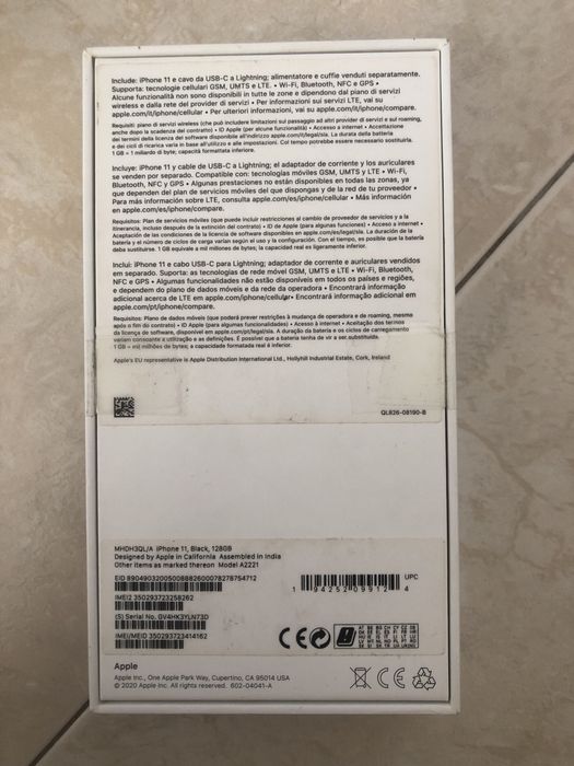 Vendo Caixa iPhone 11, Black, 128GB