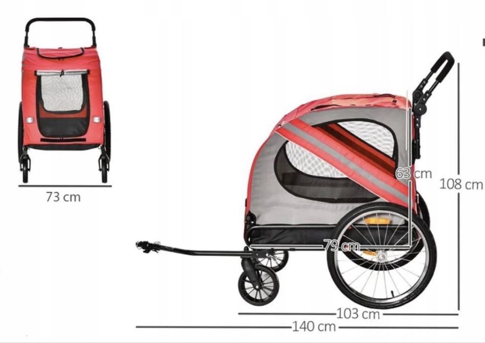 Przyczepka rowerowa wózek dla psa do 20 kg PawHut