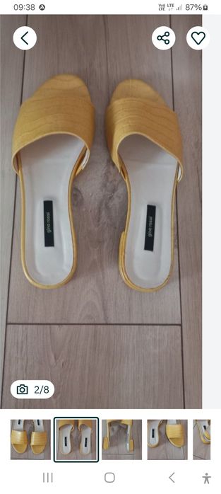 GINO ROSSI r.39/40 skóra naturalna skórzane damskie klapki buty żółte