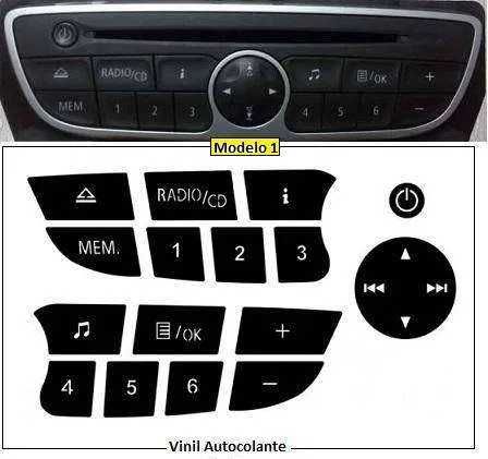 Kit Vinil Autocolante Reparação Auto-Rádio Renault Mégane / Clio