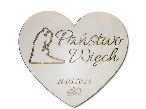 Lampka LED, drewniana, upominek na ślub, wesele, 7 kolorów, 6 frontów