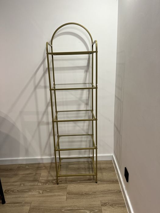 Regał Na Książki Ze Szkła Hartowanego złoty