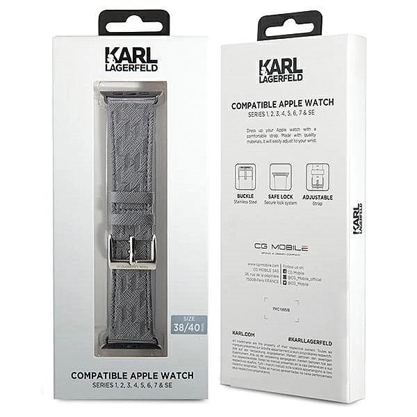 Pasek Karl Lagerfeld Saffiano Monogram na Apple Watch 38/40/41mm - sre