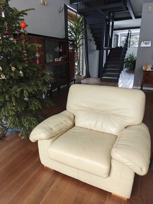 Unikatowy Set Vintage: Narożnik + Fotel Lounge Italian Butter Leather