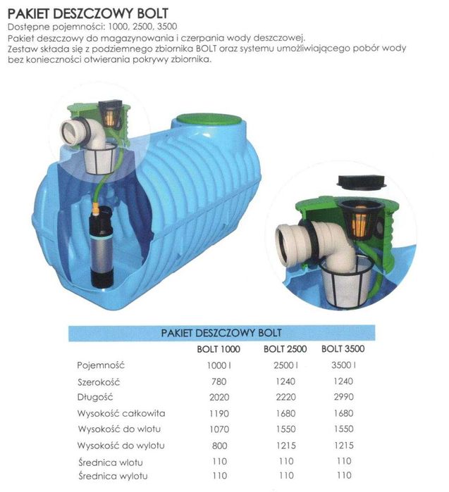 Zbiornik na wodę deszczową BOLT 1000/10000L