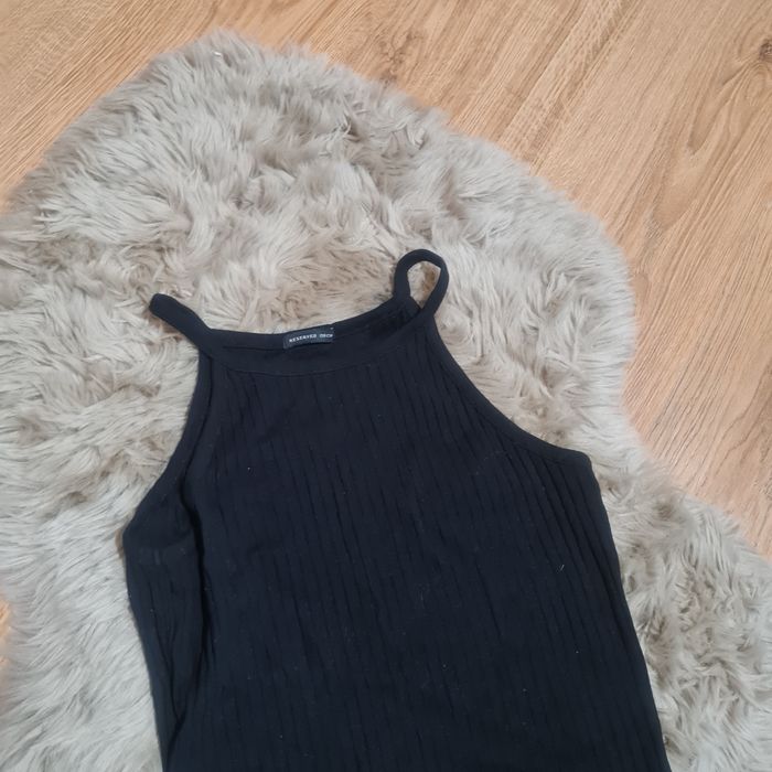 Reserved czarna sukienka dekolt halter prążkowana mini XS