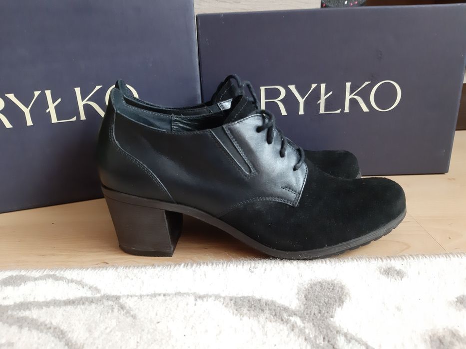 Buty Pantofle damskie Ryłko 40 obcas 6 cm skóra super cena negocjacja