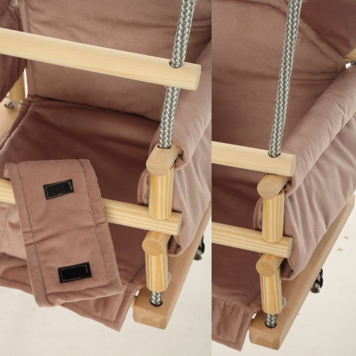 Huśtawka Welurowa Miś - Pudrowy Róż