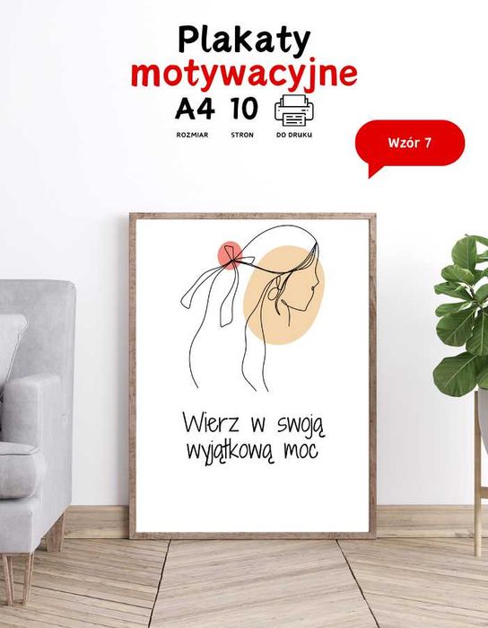 Plakaty motywacyjne na ścianę Line ART do biura A4 do druku