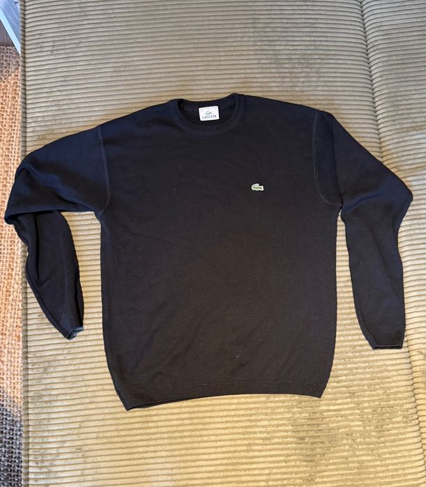 Lacoste ciemny klasyczny sweter z logo M