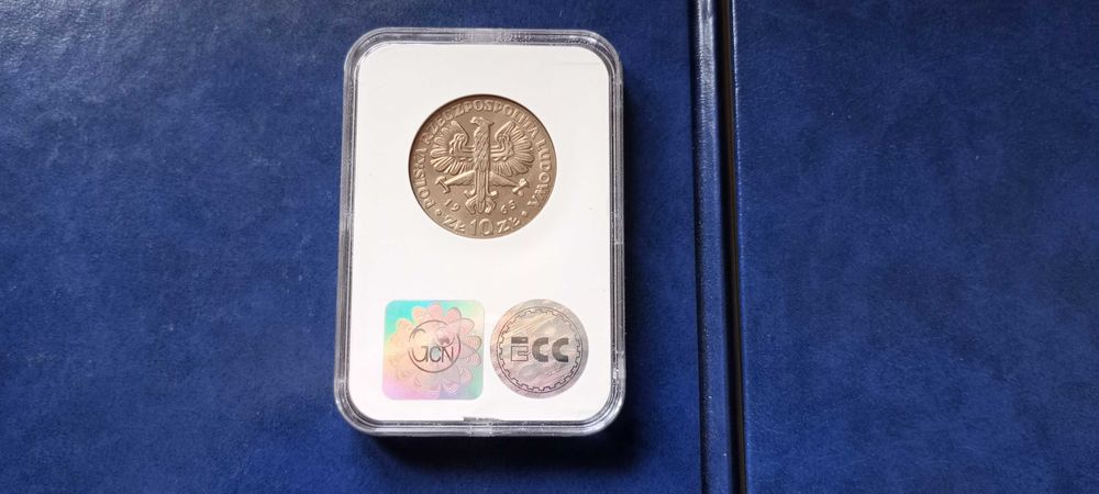Stare monety 10 złotych 1965 Nike skrętka MS65 PRL