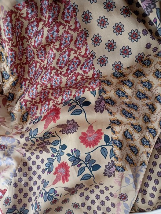 ZARA XS-S satynowa sukienka kombinezon kwiaty patchwork