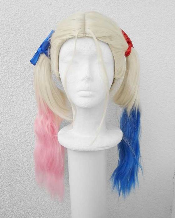 Suicide squad blond peruka z dwoma kitkami wig cosplay Harley Quinn