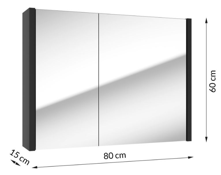 Szafka łazienkowa z lustrem Nero 79.9x15x60 cm czarna Defra