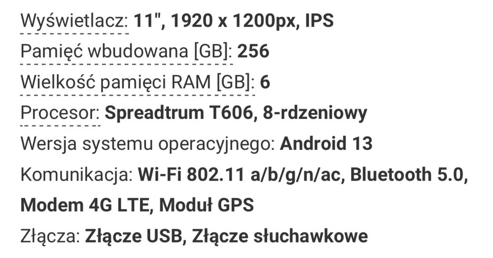 Tablet DOOGEE T30S 11" 6/256 GB LTE Wi-Fi Niebieski