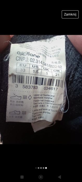 Quechua, Forclaz snow 200 boy, roz. 33, wkł. 21 cm