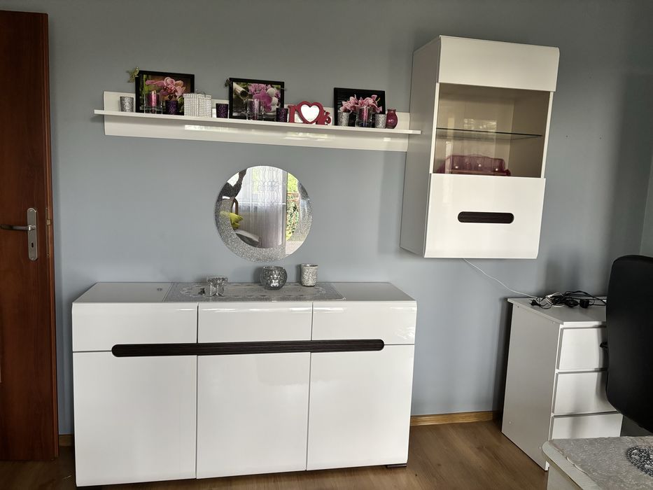 Zestaw mebli - biały połysk - 5 elementów