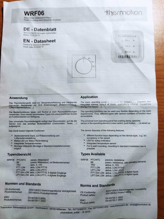 Termostat pokojowy nowy