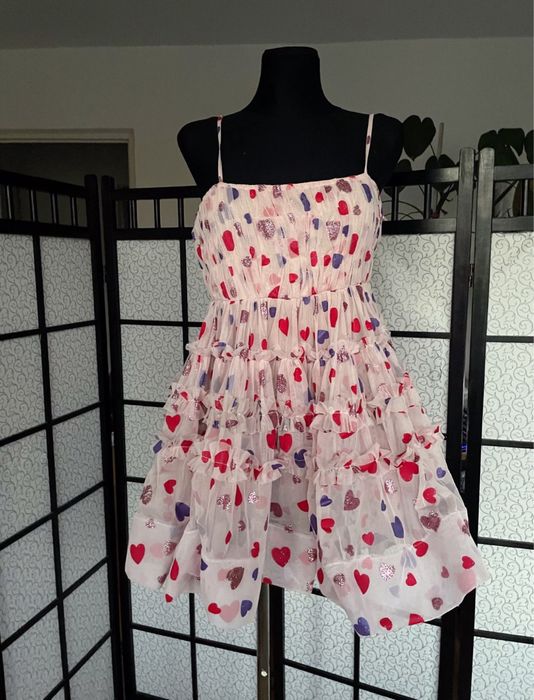 Lace & beads rozkloszowana sukienka mini xl 42 L 40