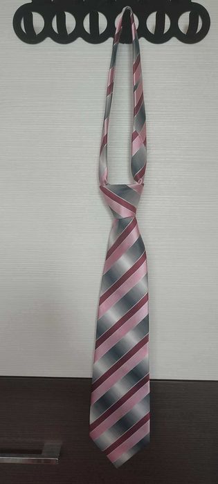 krawat meski szaro-rozowy