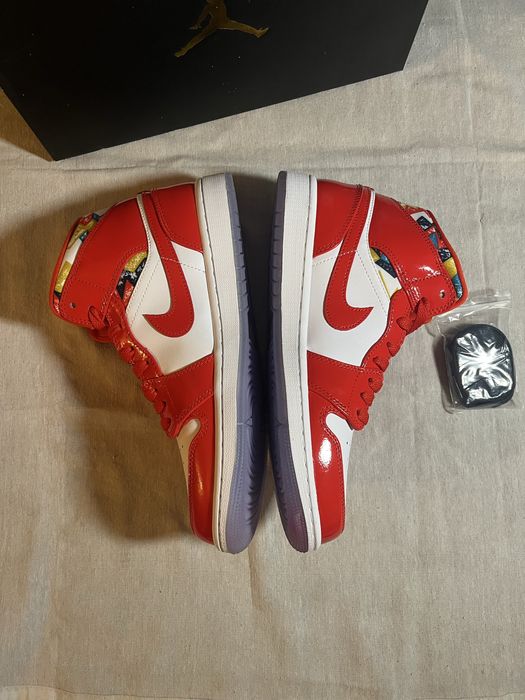 Air Jorda Mid 1 Barcelona Sweater Red Patent - Tamanho 41