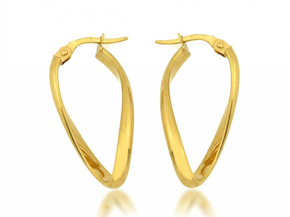 Złote długie kolczyki owalne pr585