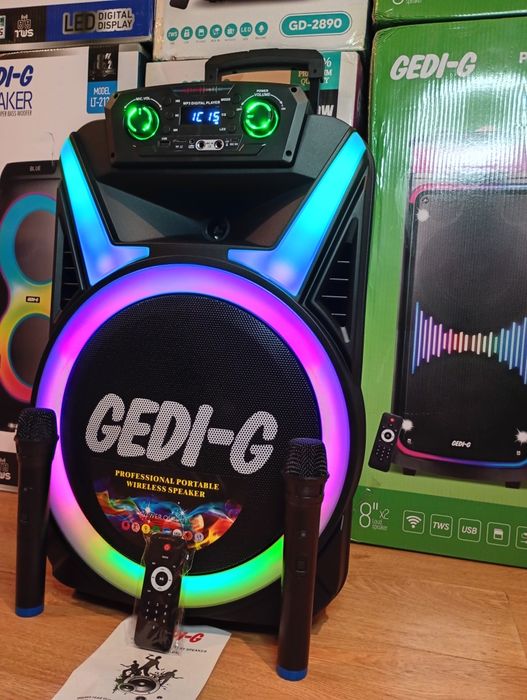 Караоке акустика Temeisheng-15(блютуз,SD,USB, FM) ПультДУ, 2микрофона