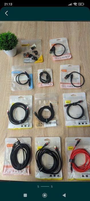 Кабелі для зарядки телефону 100w 65w Type c USB A 3, 2, 1, 0.5, 0.25 м