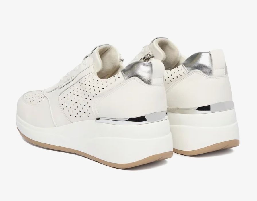 Sneakersy damskie skórzane na koturnie Lasocki rozm 39 białe