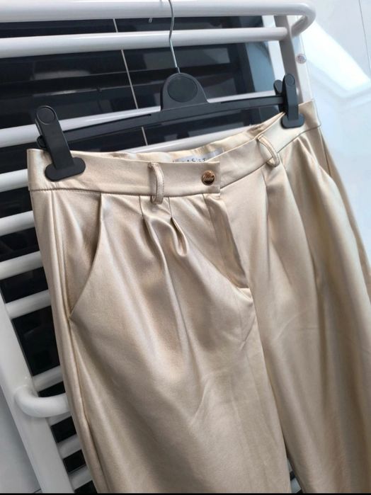 Eleganckie, efektowne spodnie z eco skóry – BASTET – rozmiar XL (42)