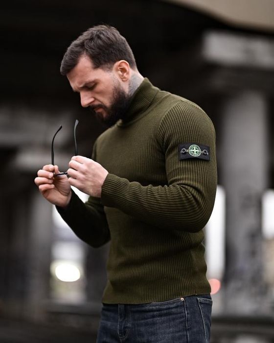 Гольф Stone oliva / чоловічий гольф зимовий стон олива / гольф олива