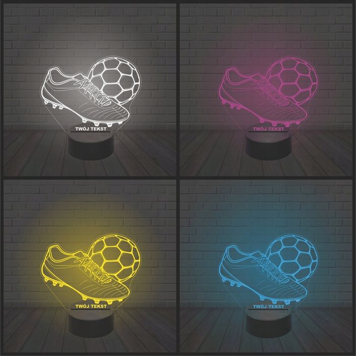Lampka nocna piłka nożna BUT na biurko 3D prezent dla piłkarza imię