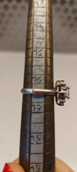 Pierścionek antyk srebro kryształy górskie