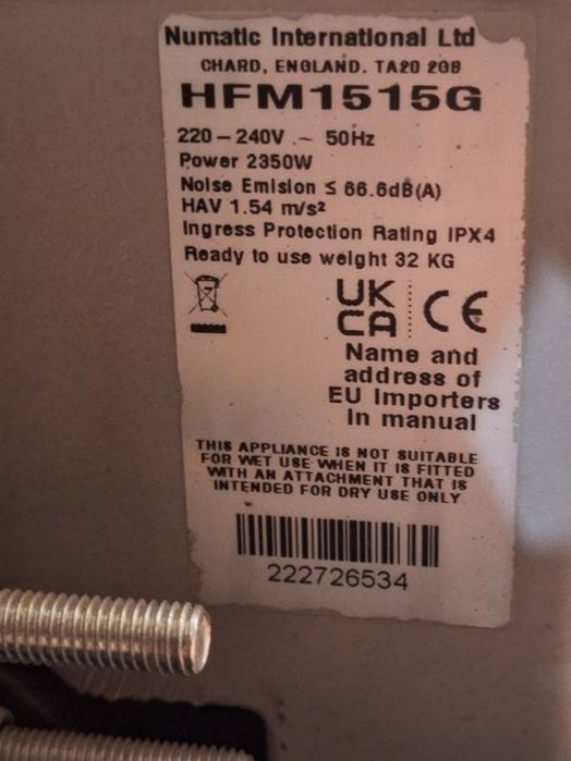 Szorowarka jednotarczowa Numatic HFM 1515 G