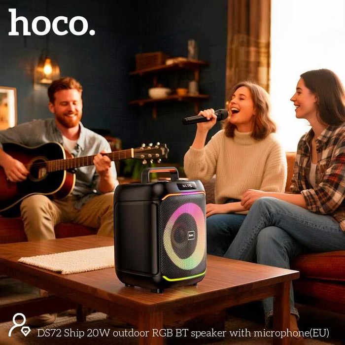 Портативная колонка караоке беспроводной микрофон 8" 20 Вт HOCO DS72