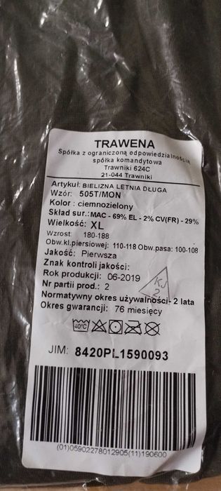 Bielizna letnia długa 505T/MON. rozmXL