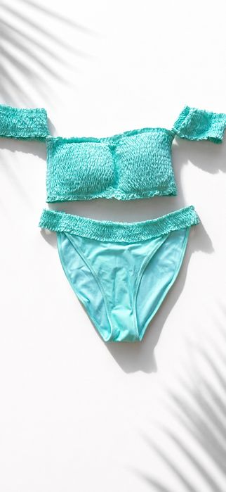 Turkusowe bikini stroj kapielowy dwuczęściowy  majtki xl stanik L nowe