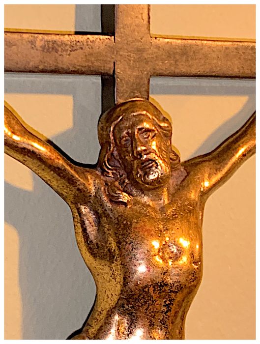 Crucifixo Ferro Cristo Latão Fundido