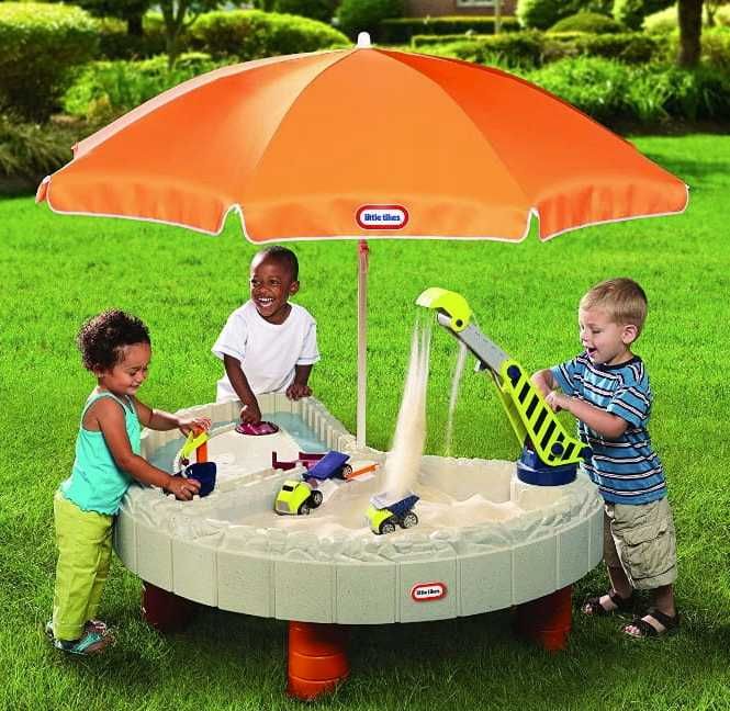 LITTLE TIKES PIASKOWNICA - wodny plac zabaw ,plac budowy, koparka, dźwig, parasol