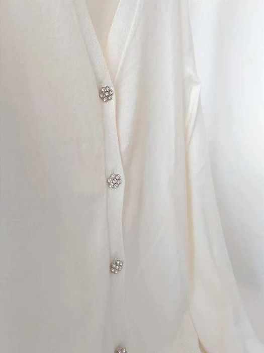 Sukienka XS-S beżowa + sweter cienki kardigan na S-M