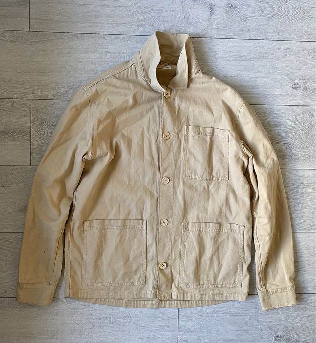 knowledgecotton apparel kurtka koszulowa overshirt beige bawełna organiczna rozmiar L