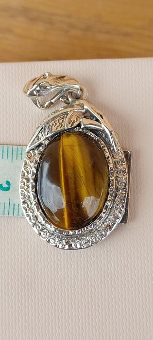 Zawieszka srebro oksydowane 925 z tygrysim okiem