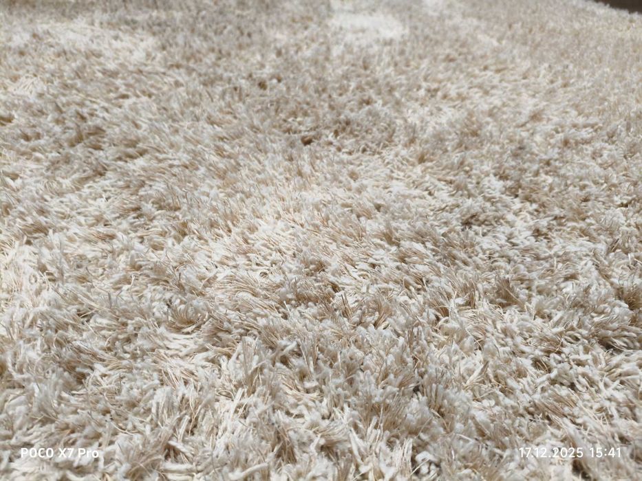 Dywan beżowo biały Shaggy 205cm/300cm 2m x 3m