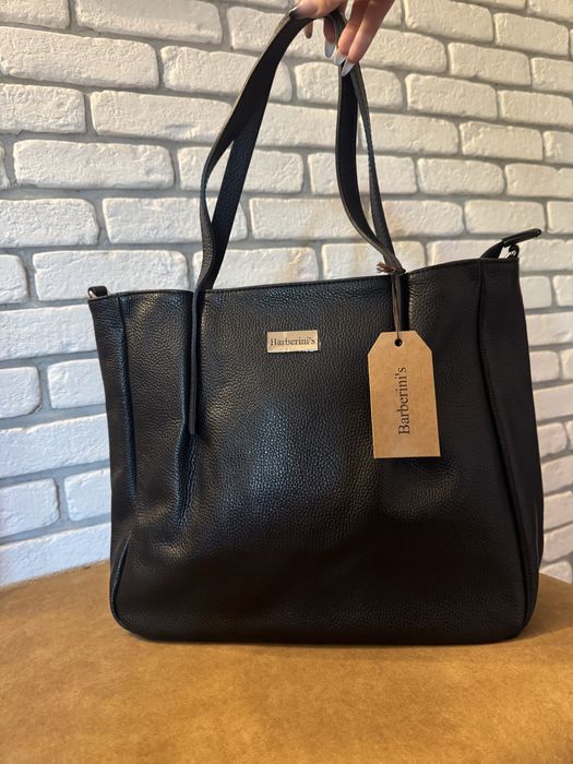 Torba shopper skórzana czarna