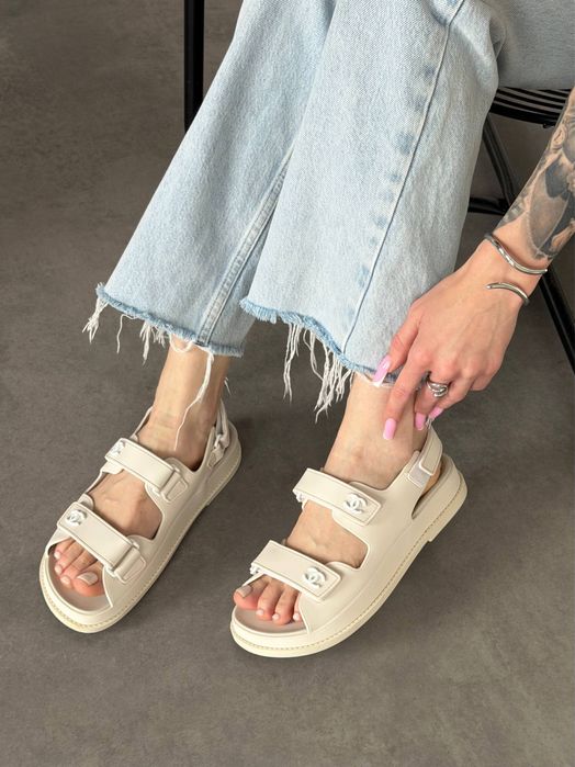 Chanel ''Dad"" Sandals Beige  шанель босоніжки сандалі