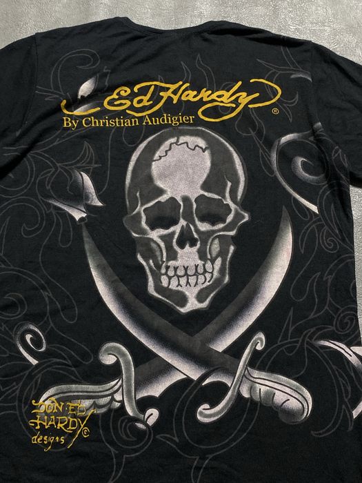 Ed Hardy Y2K Skull Tattoo T Shirt футболка эд харди тату черепа