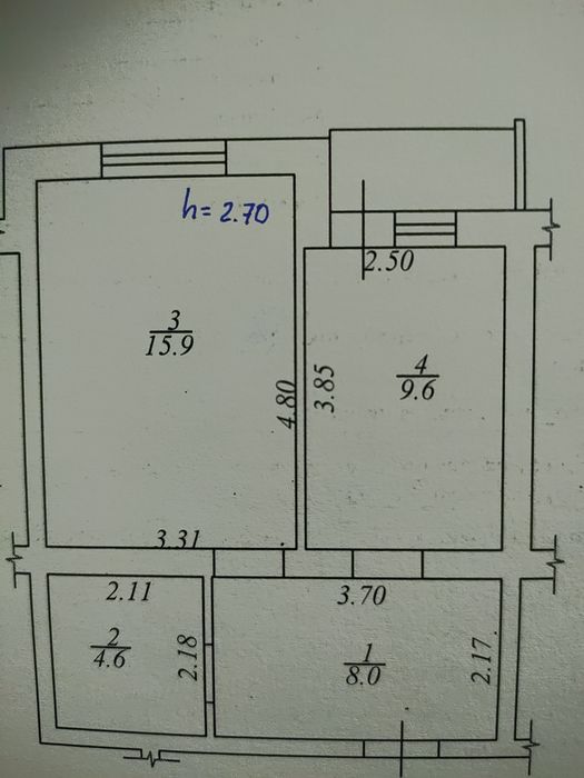 Продається 1 кім.квартира с Тарасівка