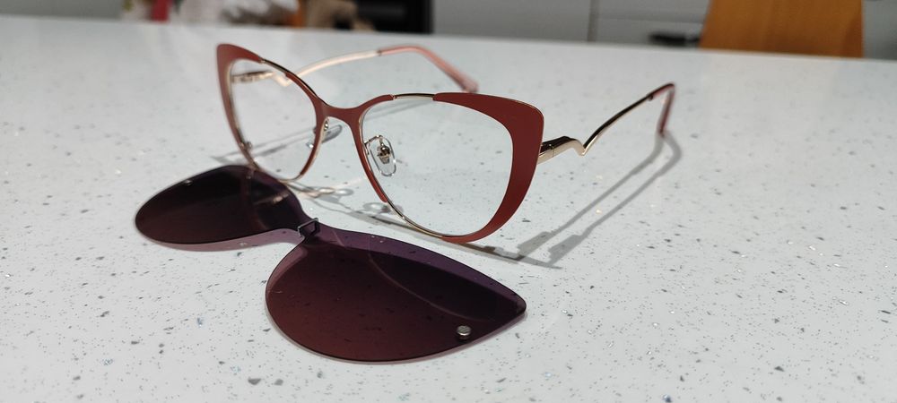 Hit okulary oprawki kocie 2w1 zerówki ramki korekcja słońce